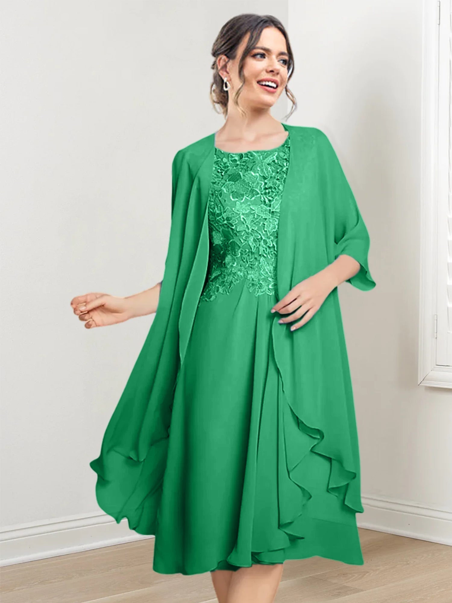 Robes de mère de la mariée trapèze/princesse arrivant au genou 