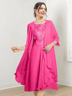 Robes de mère de la mariée trapèze/princesse arrivant au genou 
