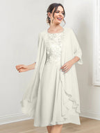 Robes de mère de la mariée trapèze/princesse arrivant au genou 