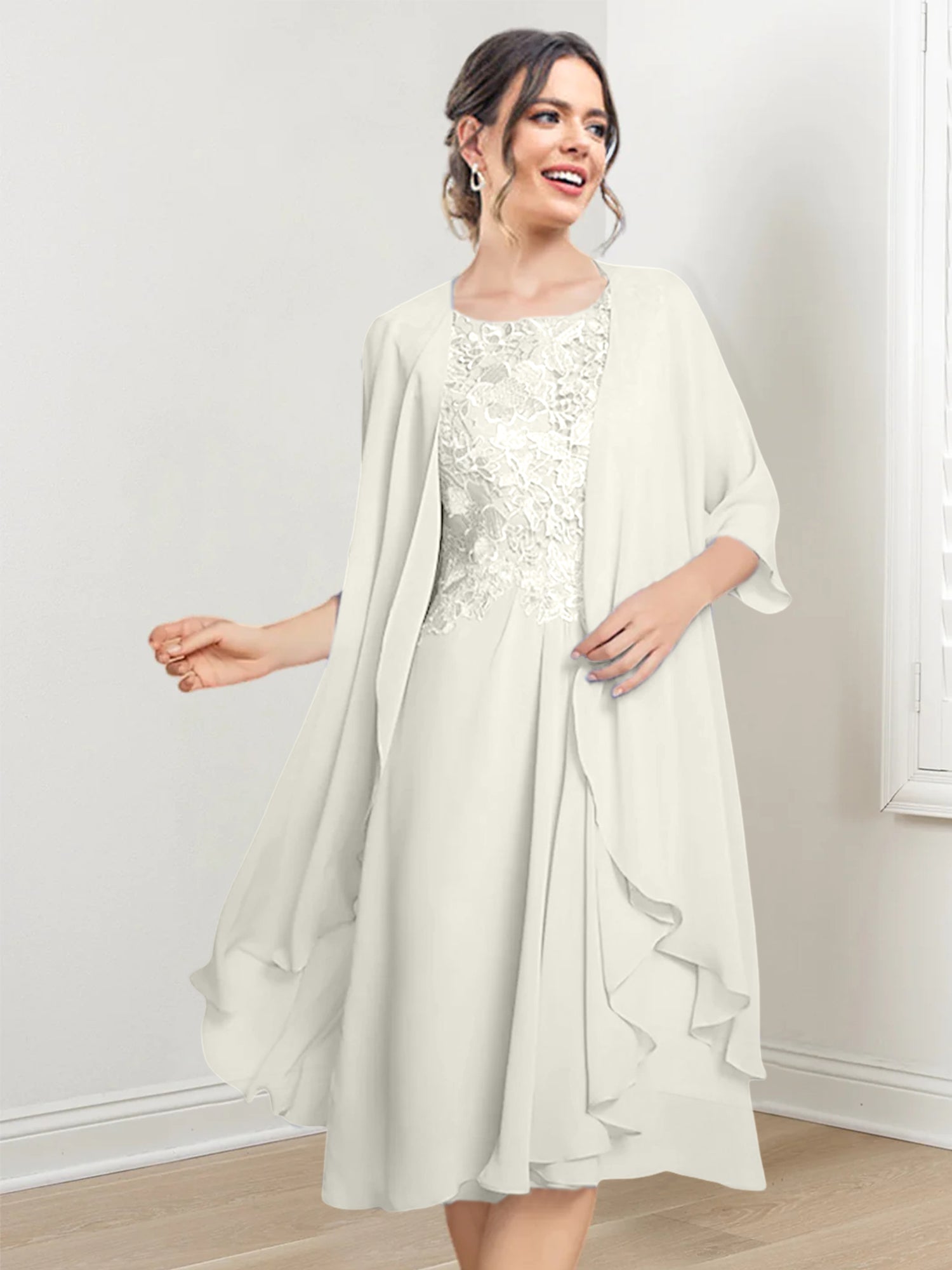 Robes de mère de la mariée trapèze/princesse arrivant au genou 