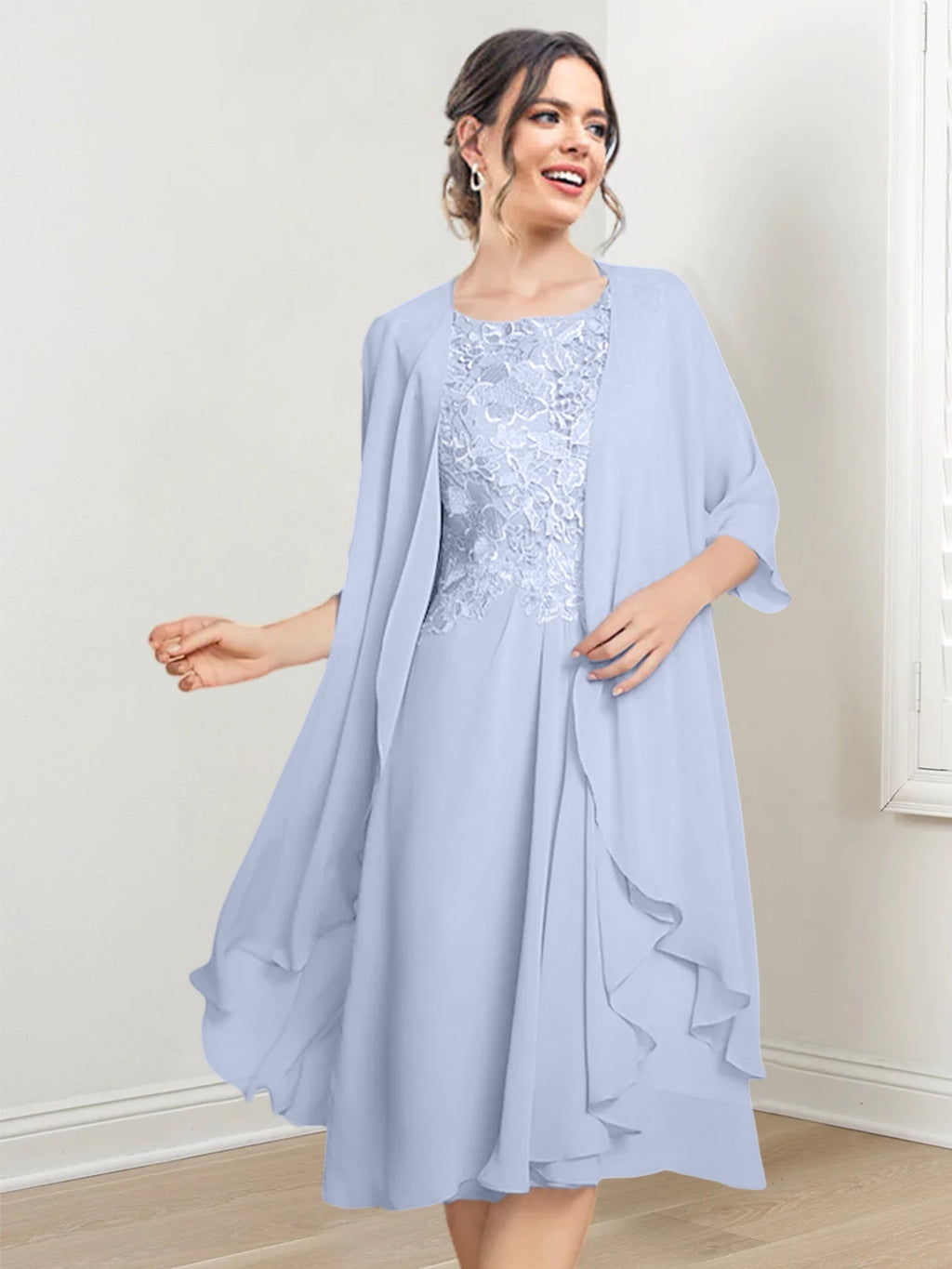 Robes de mère de la mariée trapèze/princesse arrivant au genou 
