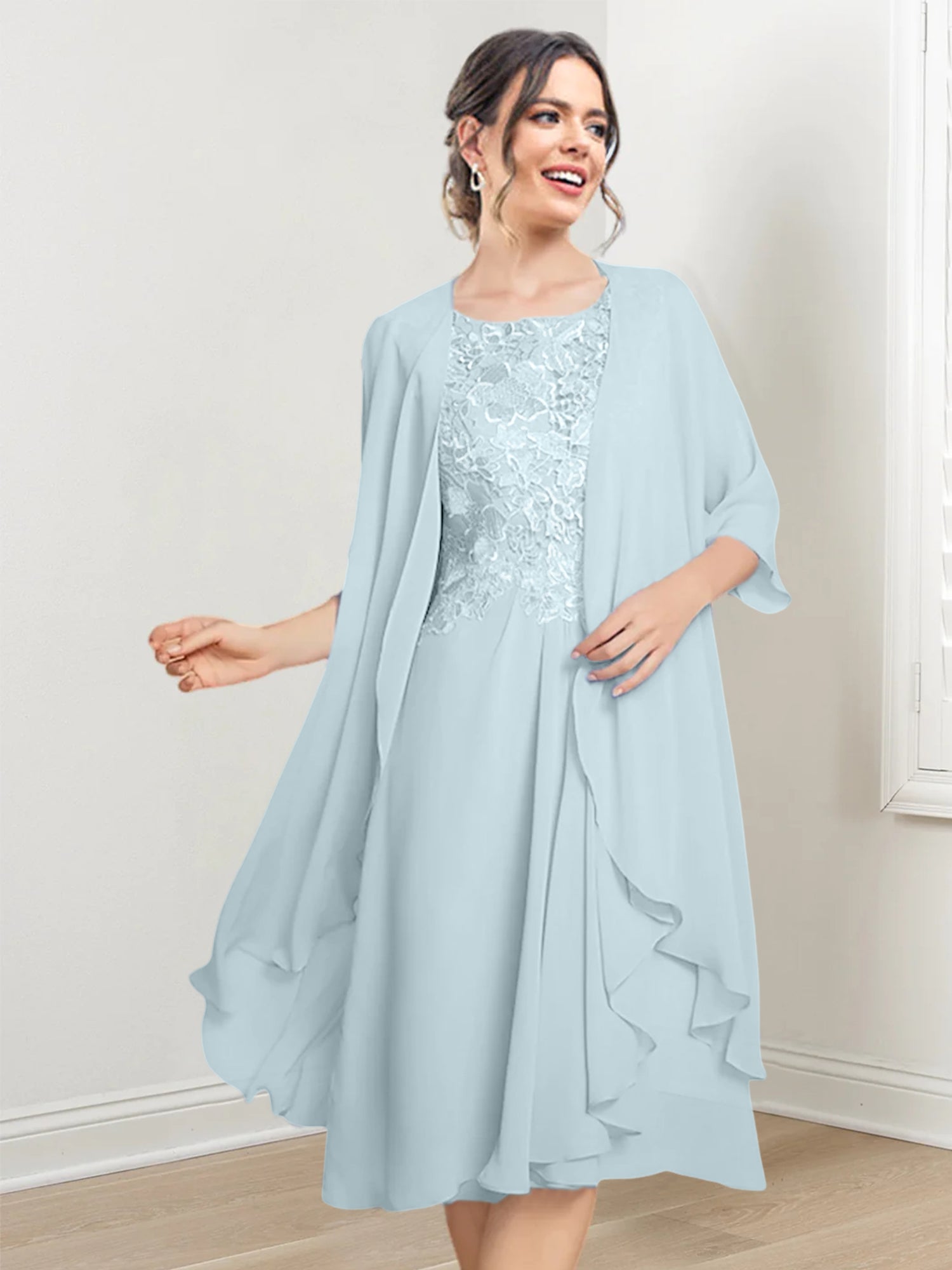 Vestidos de corte princesa/línea A hasta la rodilla para la madre de la novia 