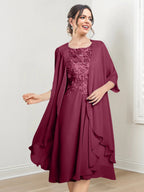 Robes de mère de la mariée trapèze/princesse arrivant au genou 