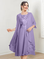 Robes de mère de la mariée trapèze/princesse arrivant au genou 