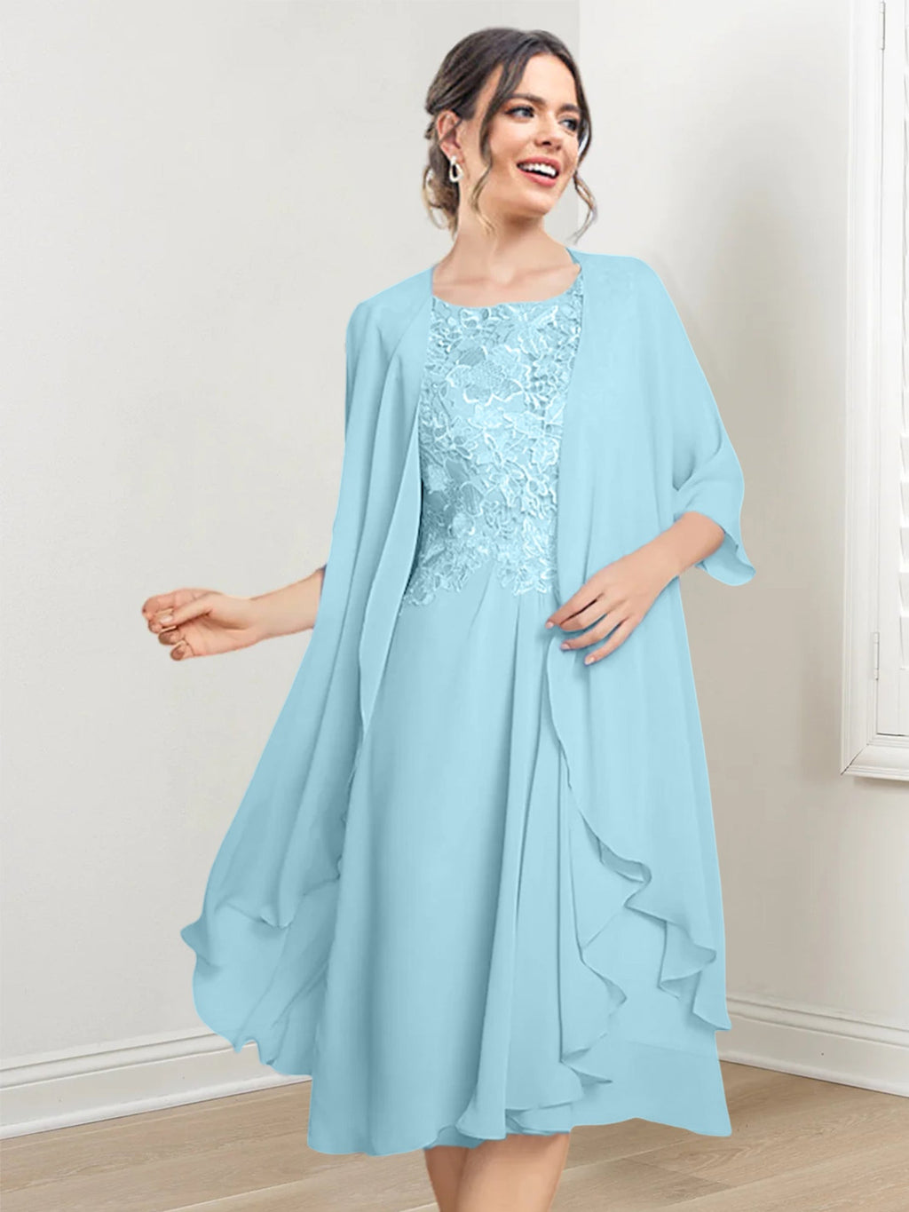 Robes de mère de la mariée trapèze/princesse arrivant au genou 