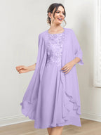 Robes de mère de la mariée trapèze/princesse arrivant au genou 