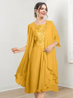 Robes de mère de la mariée trapèze/princesse arrivant au genou 