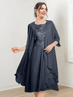 Robes de mère de la mariée trapèze/princesse arrivant au genou 
