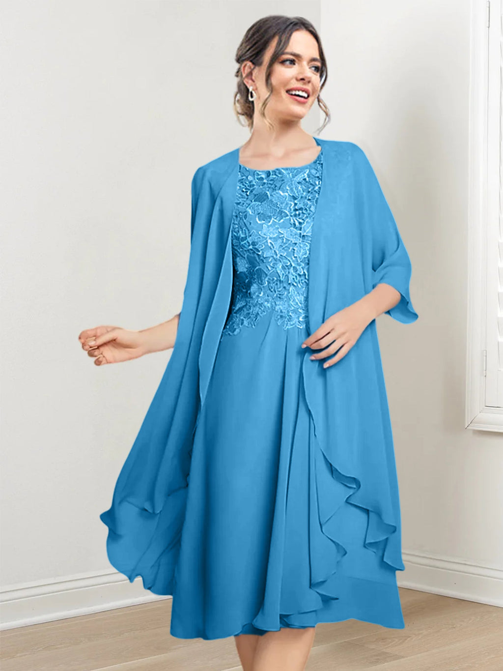 Robes de mère de la mariée trapèze/princesse arrivant au genou 