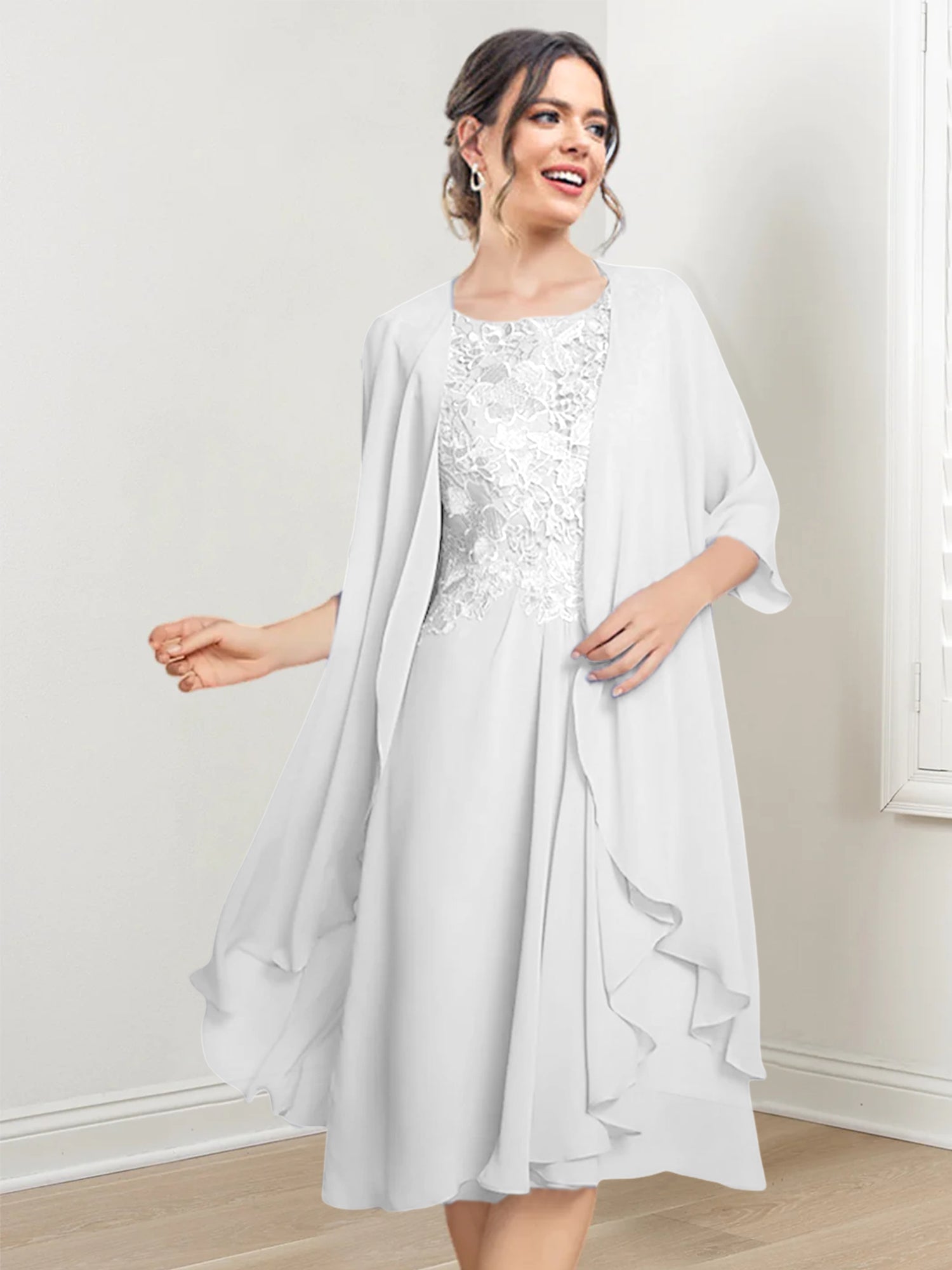 Robes de mère de la mariée trapèze/princesse arrivant au genou 