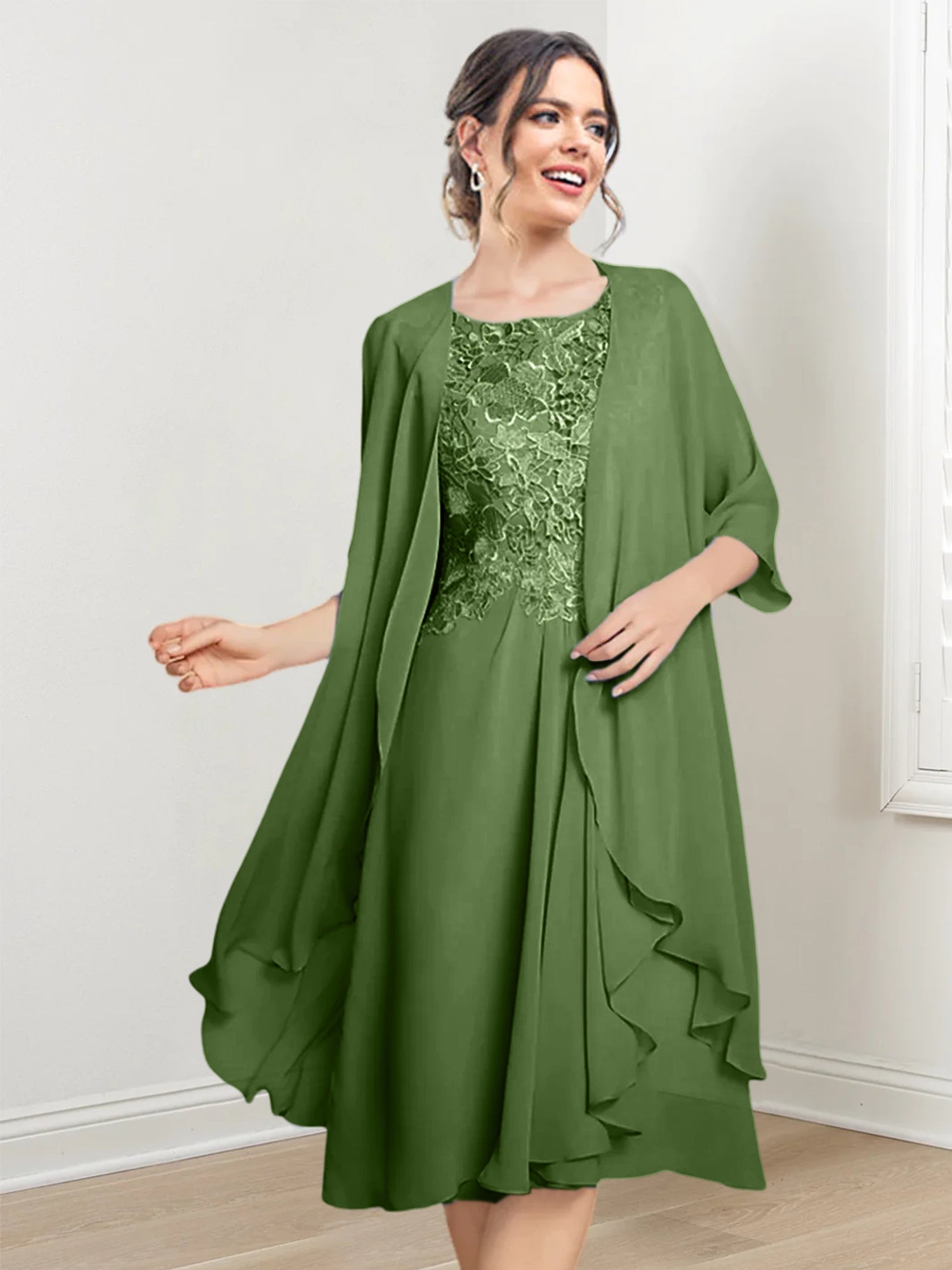Robes de mère de la mariée trapèze/princesse arrivant au genou 