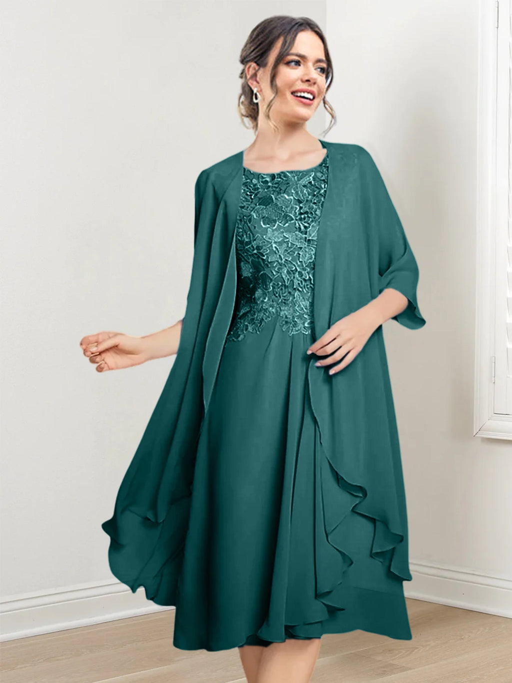 Robes de mère de la mariée trapèze/princesse arrivant au genou 