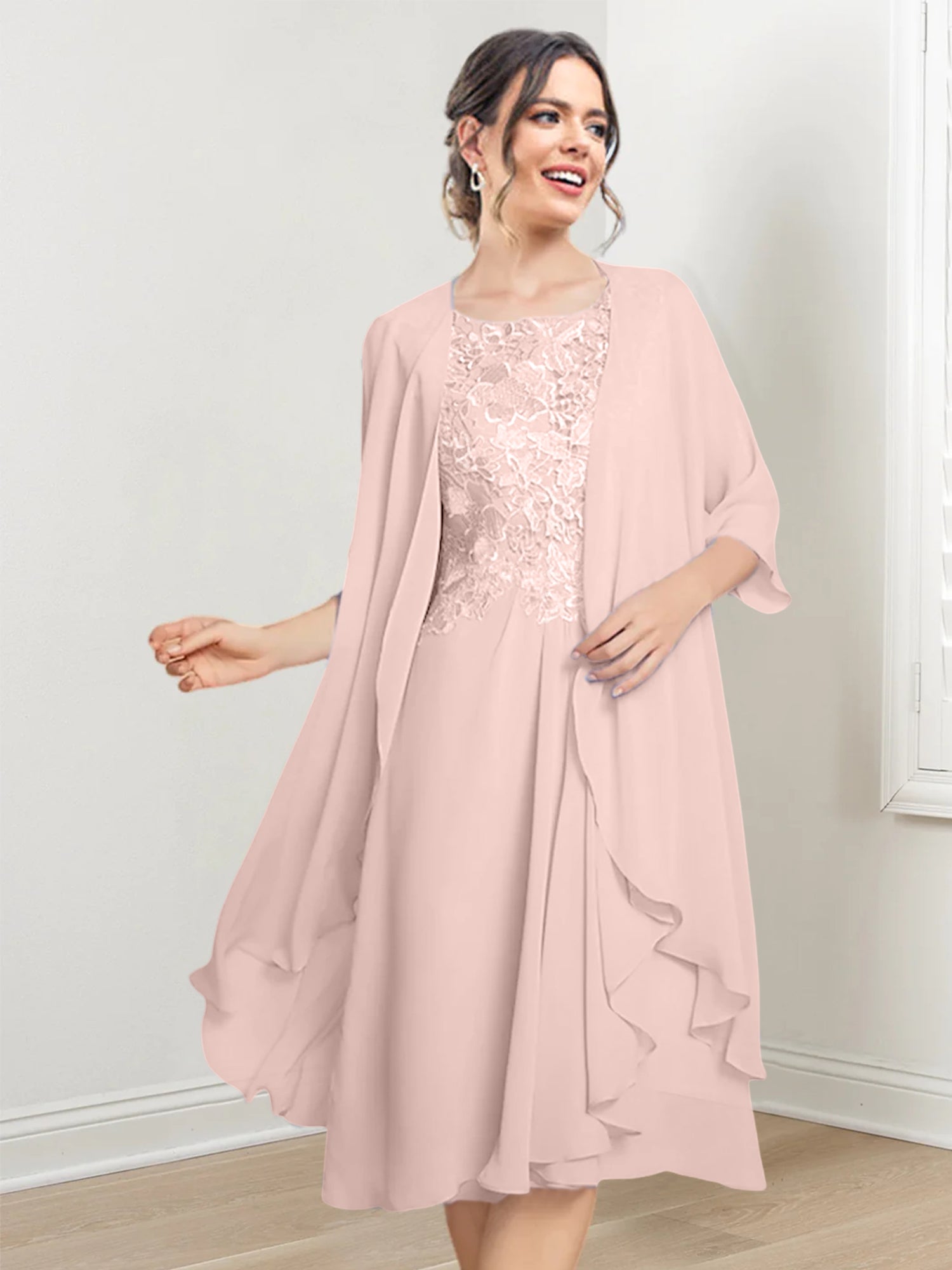Robes de mère de la mariée trapèze/princesse arrivant au genou 
