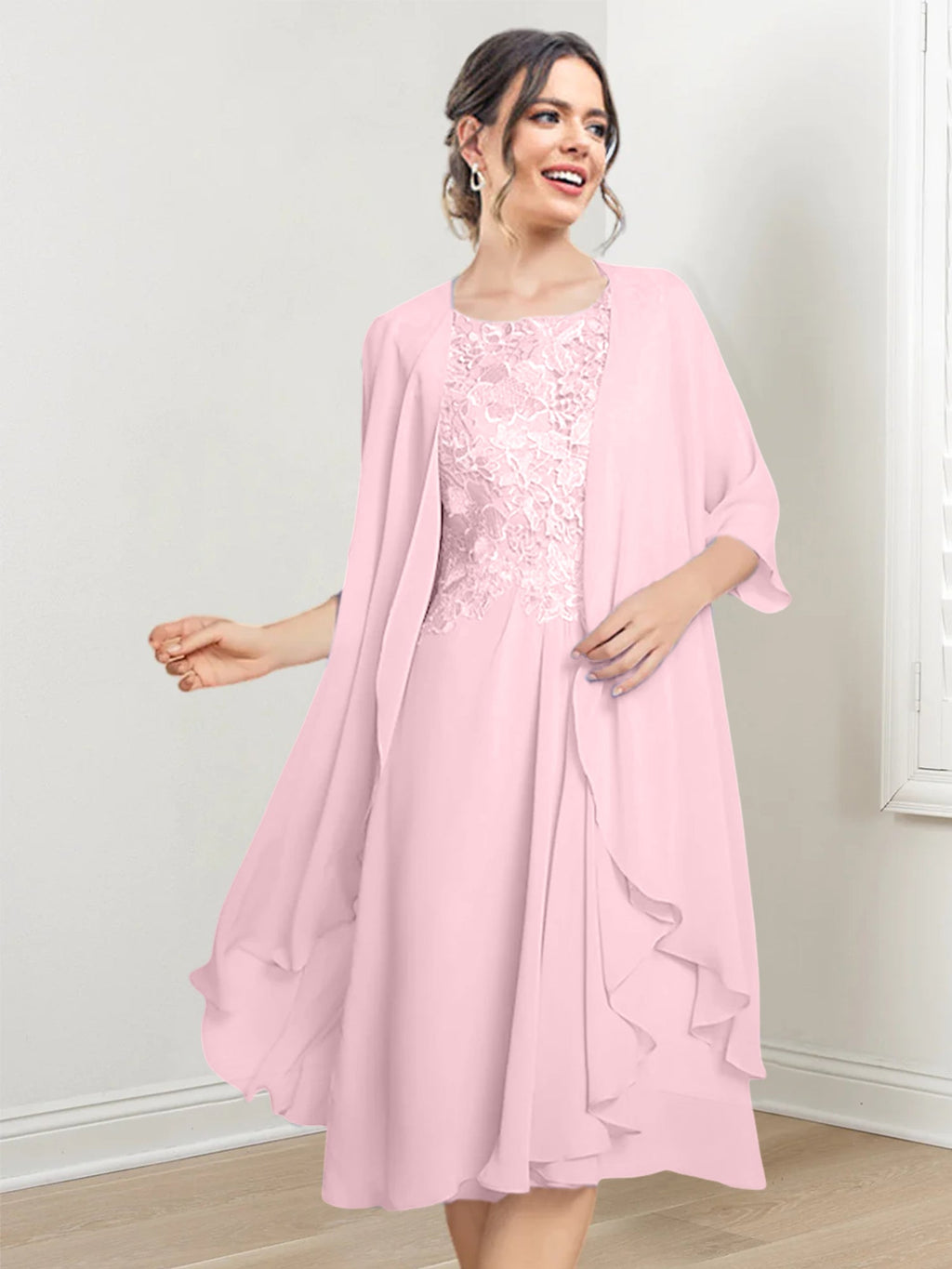 Robes de mère de la mariée trapèze/princesse arrivant au genou 