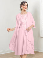 Robes de mère de la mariée trapèze/princesse arrivant au genou 