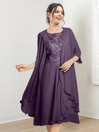 Robes de mère de la mariée trapèze/princesse arrivant au genou 