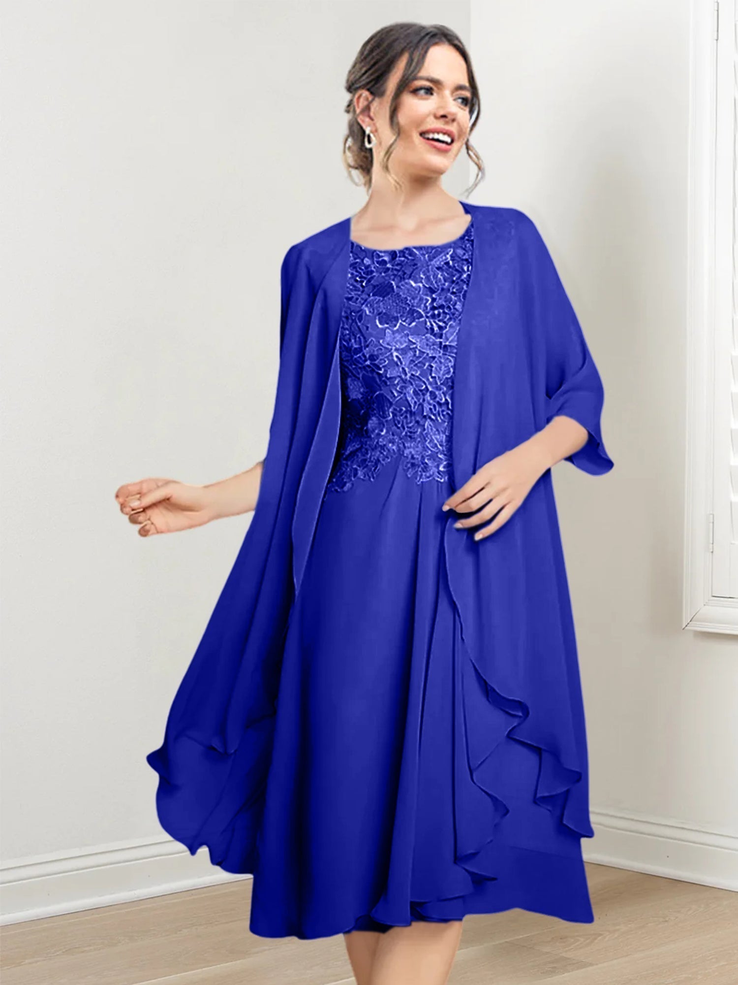 Robes de mère de la mariée trapèze/princesse arrivant au genou 