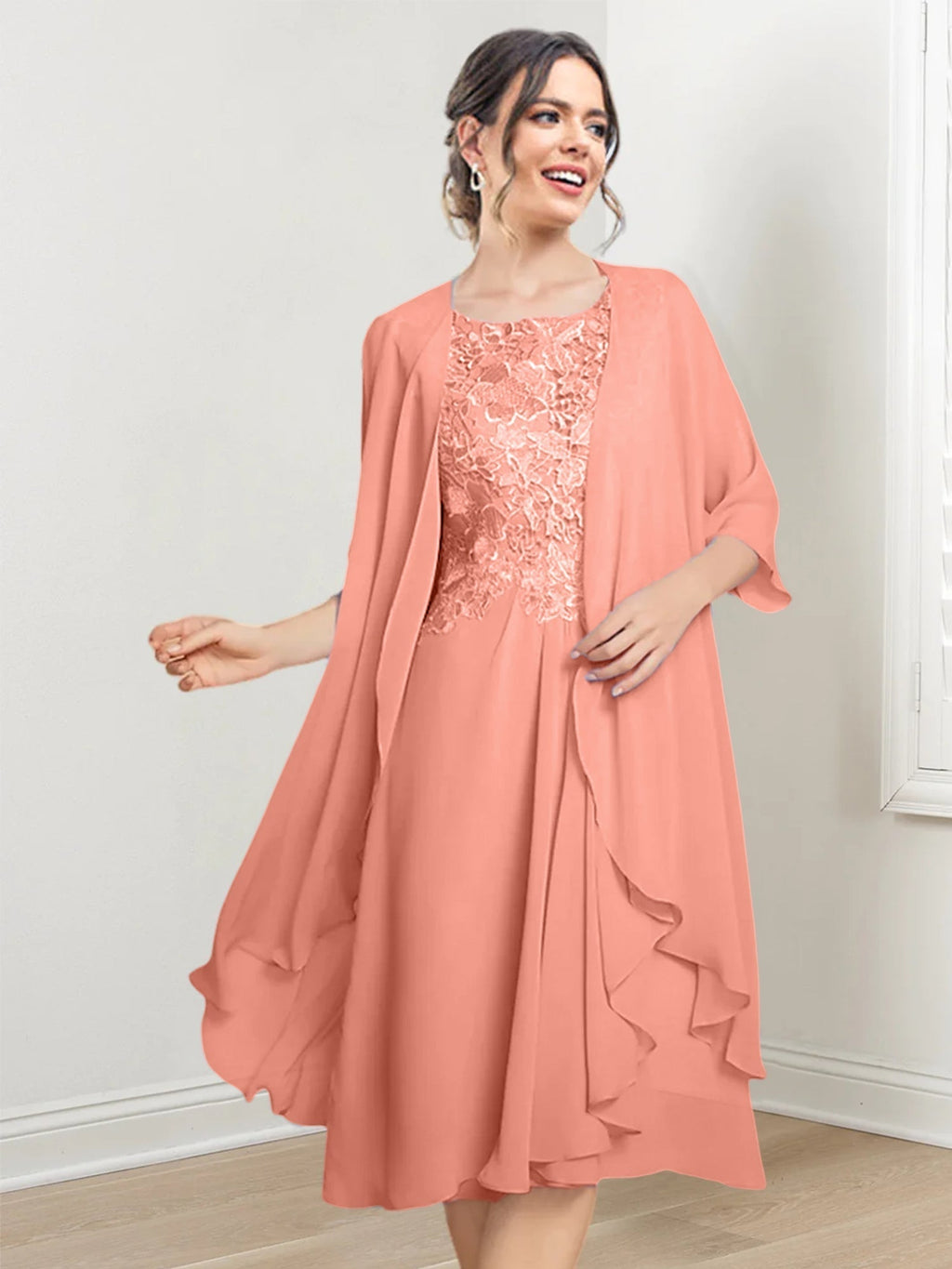 Robes de mère de la mariée trapèze/princesse arrivant au genou 