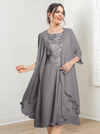 Robes de mère de la mariée trapèze/princesse arrivant au genou 
