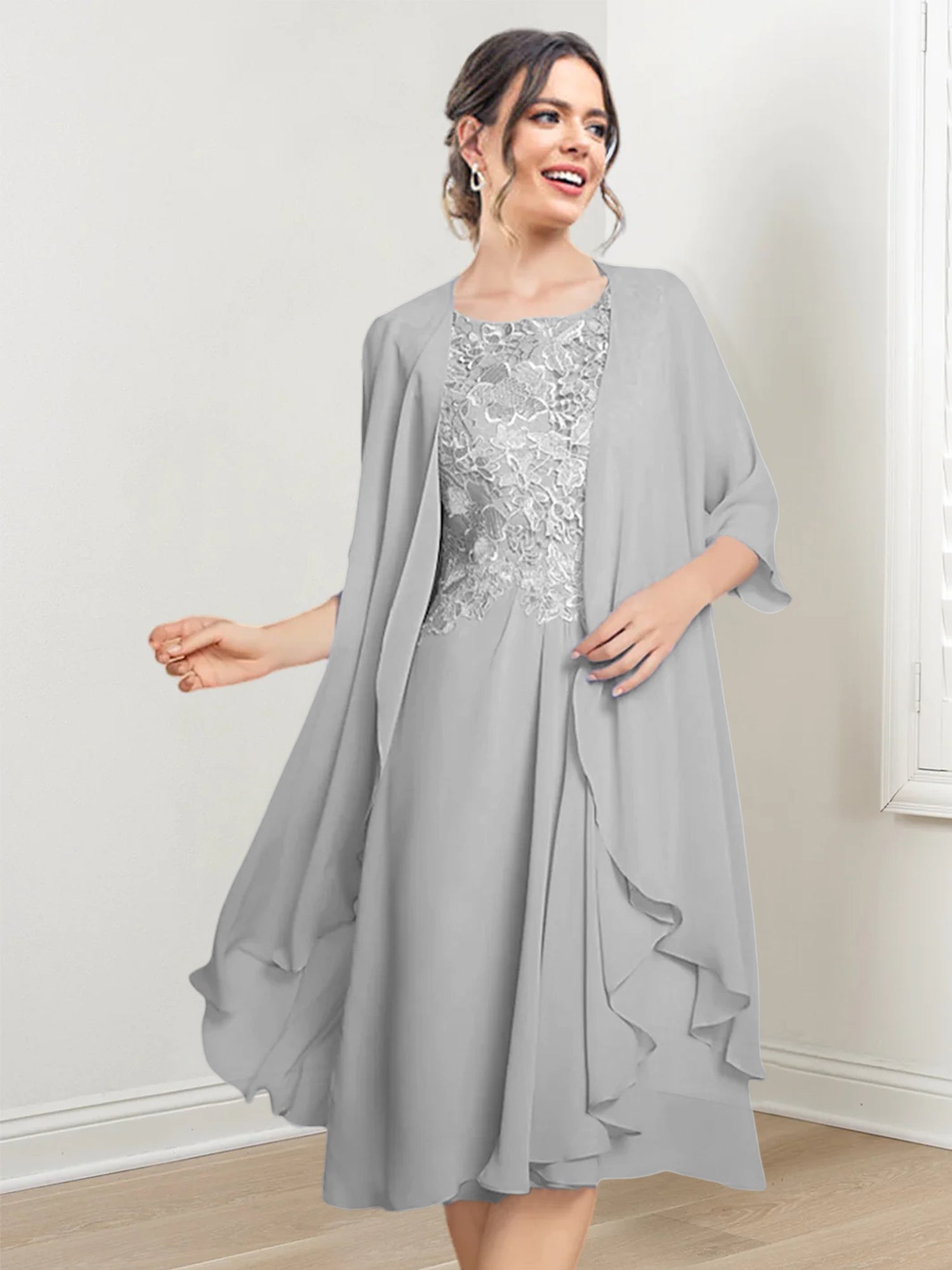 Robes de mère de la mariée trapèze/princesse arrivant au genou 