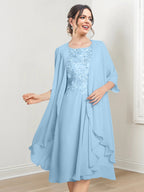 Robes de mère de la mariée trapèze/princesse arrivant au genou 