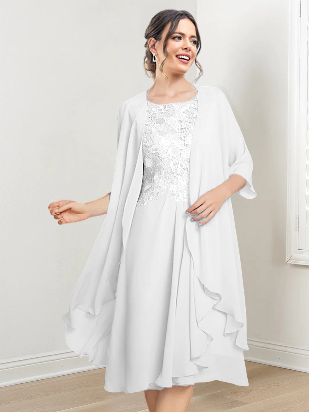 Robes de mère de la mariée trapèze/princesse arrivant au genou 