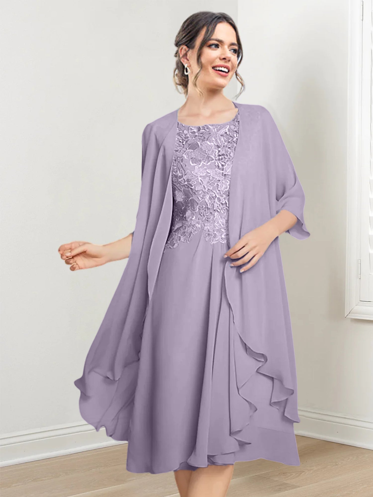 Robes de mère de la mariée trapèze/princesse arrivant au genou 