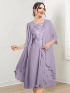 Robes de mère de la mariée trapèze/princesse arrivant au genou 