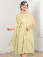Robes de mère de la mariée trapèze/princesse arrivant au genou 