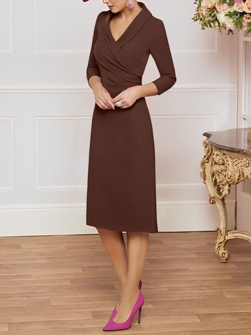 Sheath/Column V-Neck Knee-Length Mother of the Bride Dresses