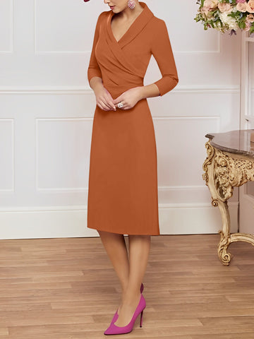 Sheath/Column V-Neck Knee-Length Mother of the Bride Dresses