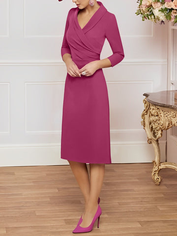 Sheath/Column V-Neck Knee-Length Mother of the Bride Dresses