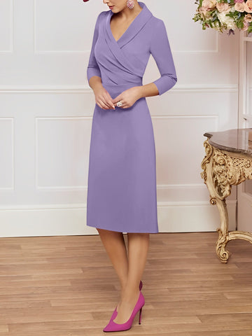 Sheath/Column V-Neck Knee-Length Mother of the Bride Dresses