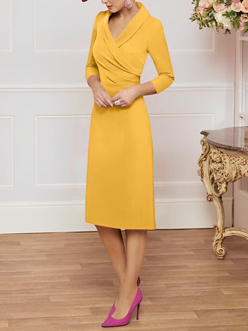 Sheath/Column V-Neck Knee-Length Mother of the Bride Dresses