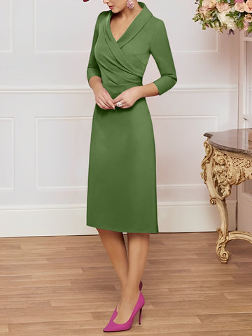 Sheath/Column V-Neck Knee-Length Mother of the Bride Dresses
