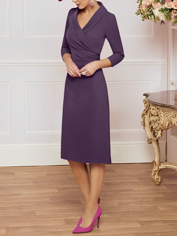 Sheath/Column V-Neck Knee-Length Mother of the Bride Dresses