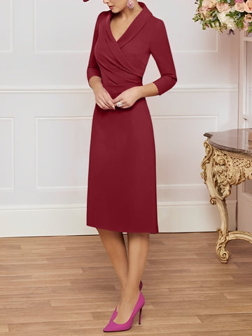 Sheath/Column V-Neck Knee-Length Mother of the Bride Dresses