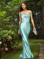 Glamorous Spaghetti Straps Sculpted Beads Prom Dress