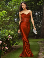 Glamorous Spaghetti Straps Sculpted Beads Prom Dress