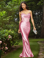Glamorous Spaghetti Straps Sculpted Beads Prom Dress