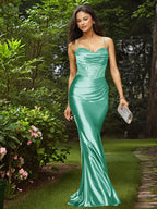 Glamorous Spaghetti Straps Sculpted Beads Prom Dress