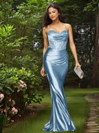Glamorous Spaghetti Straps Sculpted Beads Prom Dress