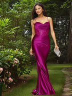 Glamorous Spaghetti Straps Sculpted Beads Prom Dress