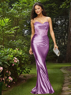 Glamorous Spaghetti Straps Sculpted Beads Prom Dress