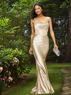 Glamorous Spaghetti Straps Sculpted Beads Prom Dress
