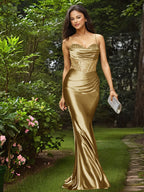 Glamorous Spaghetti Straps Sculpted Beads Prom Dress