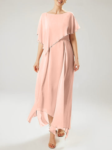 Sheath/Column Scoop Short Sleeves Mother of the Bride Dresses with Tassel