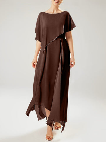 Sheath/Column Scoop Short Sleeves Mother of the Bride Dresses with Tassel