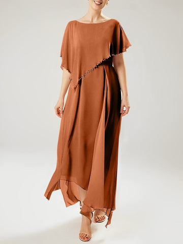 Sheath/Column Scoop Short Sleeves Mother of the Bride Dresses with Tassel