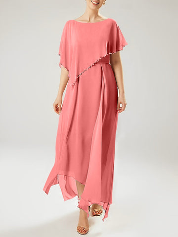 Sheath/Column Scoop Short Sleeves Mother of the Bride Dresses with Tassel